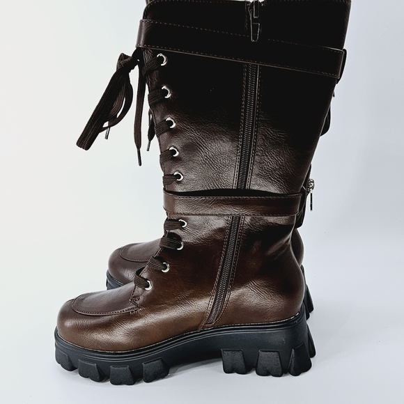 NWOB Women's 10 PazzCe Mission Brown Fashion Statement Calf High Shaft Boot - Picture 11 of 11